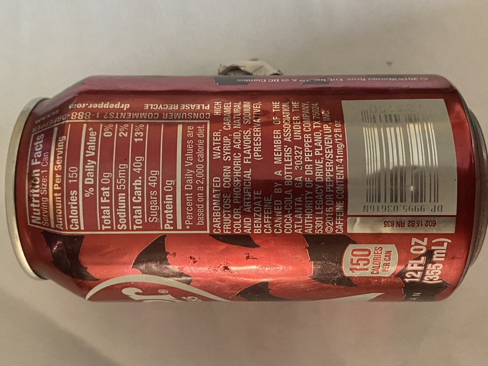 Dr. Pepper Batman Vs Superman 12oz empty can 1of5 2015 opened DC