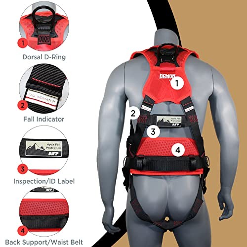 Demon Comfortable Fall Protection Harness Red Large-Extra Large Harness Only