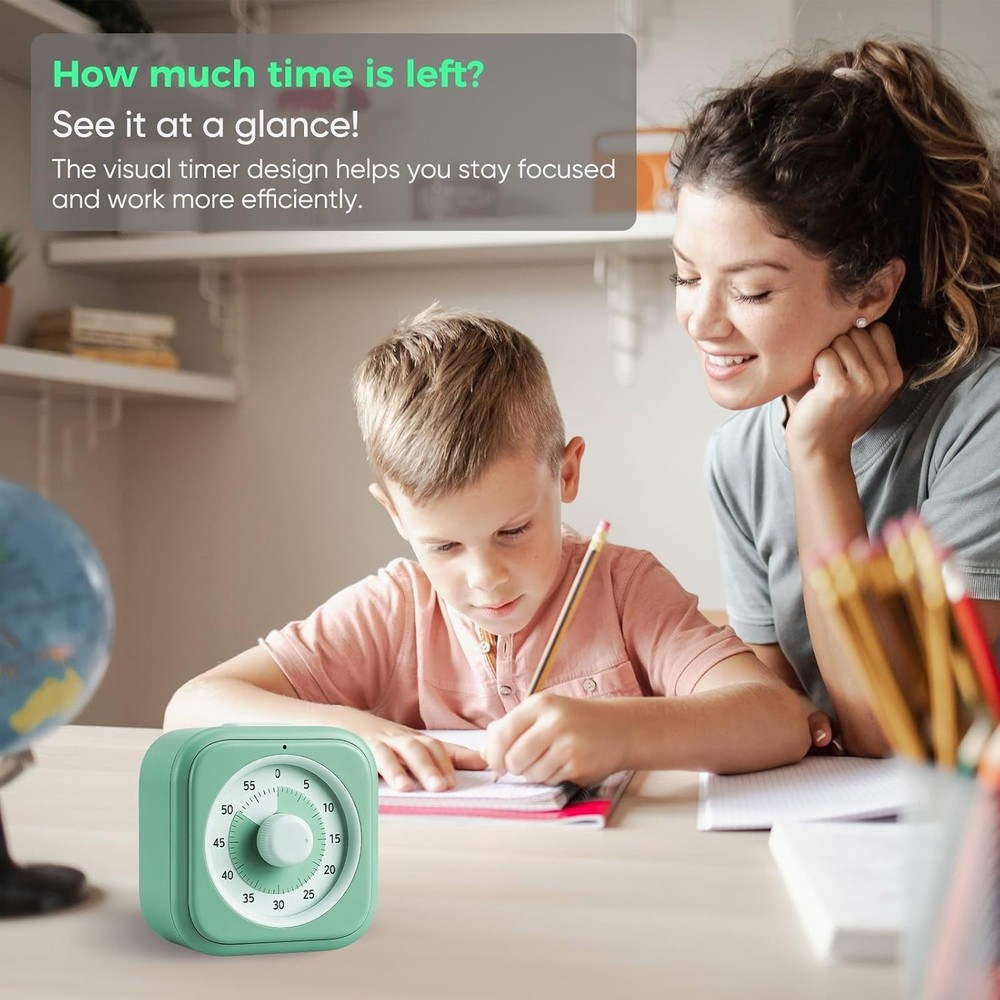 Visual Countdown Timer for Kids - 60 Minutes, Silent Operation, Portable Design