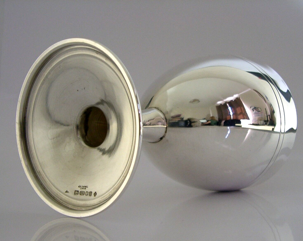 BEAUTIFUL LARGE SOLID STERLING SILVER CHALICE GOBLET 2000 152g BARWARE 240ml