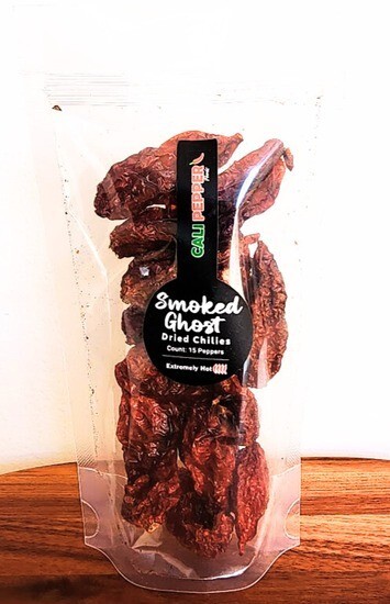 SMOKED Ghost pepper Pods - Count 15 peppers ( 2 pack -30 peppers)