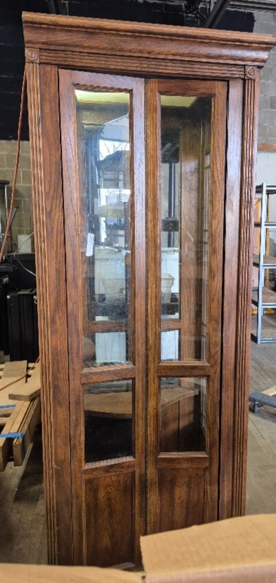 Antique Solid Oak with Leaded Glass Panel Hotel Phonebooth