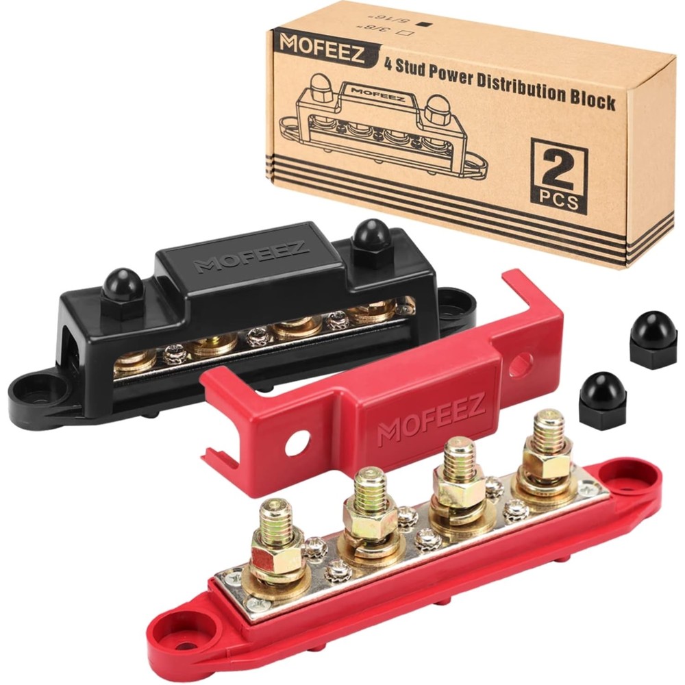 Efficient Power Distribution Block with 4 x 5/16" Posts - Safe 48V 250A Capacity
