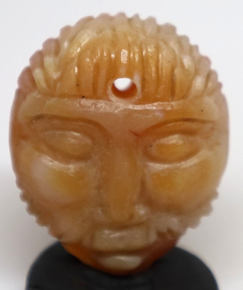 Ancient Carved Healing Carnelian Agate Man face Bead