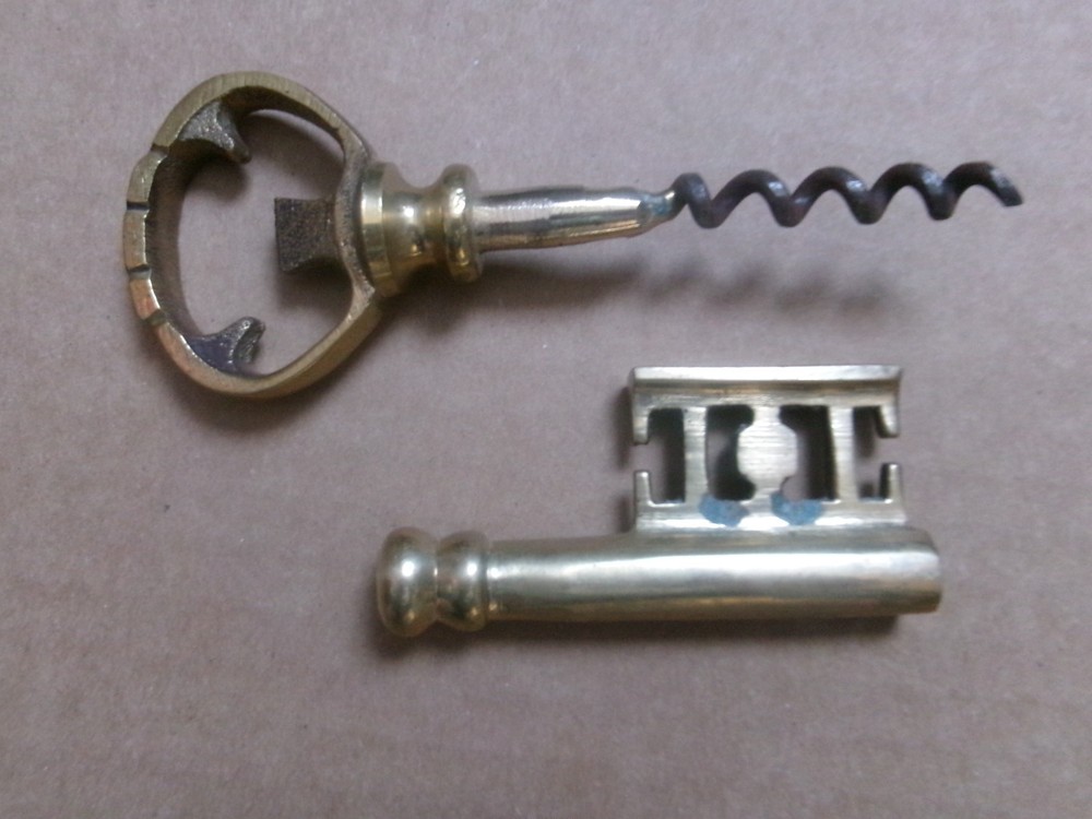 Beautiful Brass Skeleton Key Corkscrew