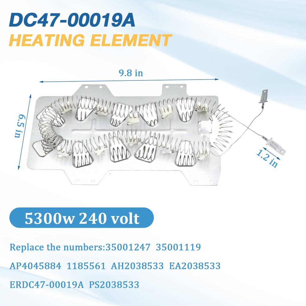 10 Pack DC47-00019A Dryer Heater Heating Element replacement for Maytag Samsung