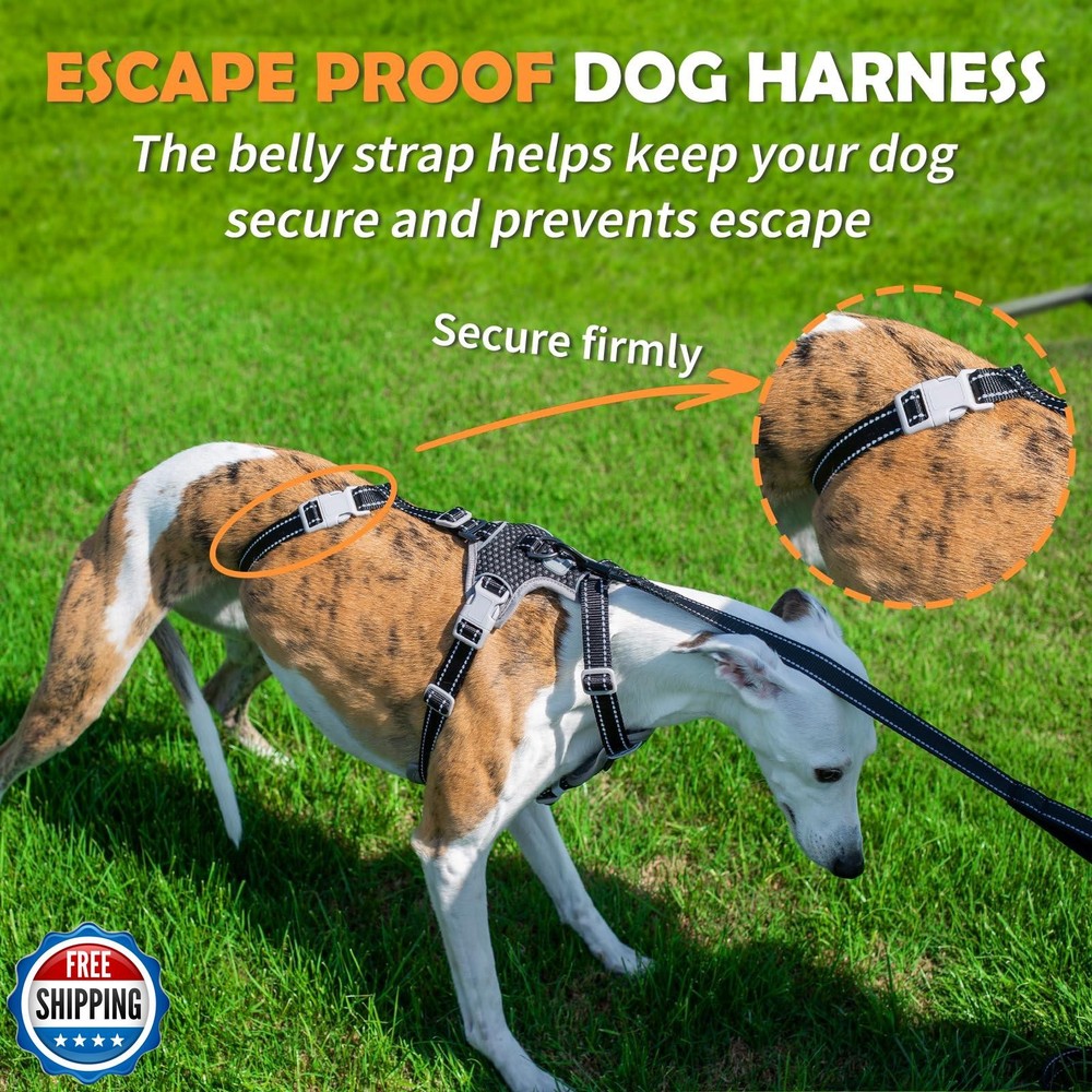 Huntboo Escape Proof Dog Harness – No Pull, No Slip, Fully Reflective, Adjust