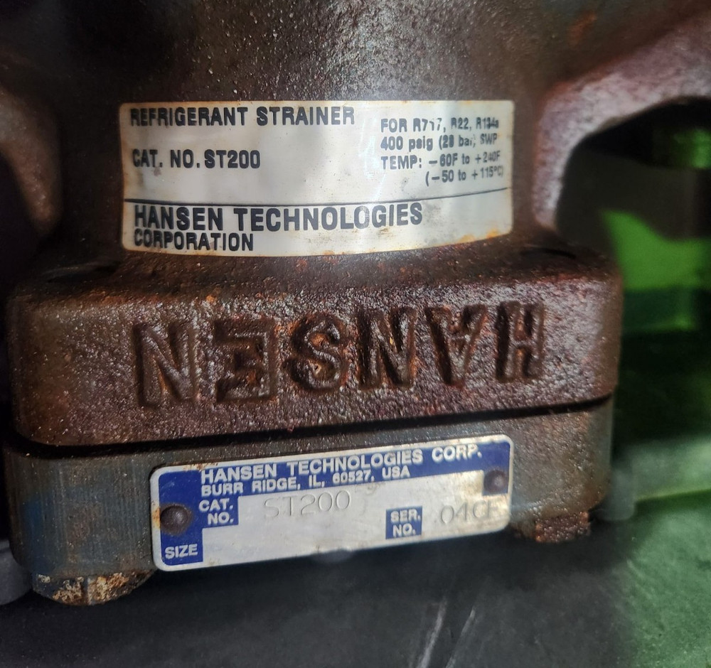Hansen Technologies ST200 2" Refrigerant Strainer Ammonia R717 New Surplus