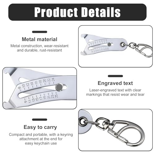5PC Precision Thread Checker Keychain Set, Bolt Size Finder Tool with Mini