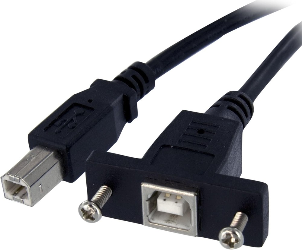 StarTech.com 1 ft Panel Mount USB Cable B to B - 1 Count (Pack of 1), Black