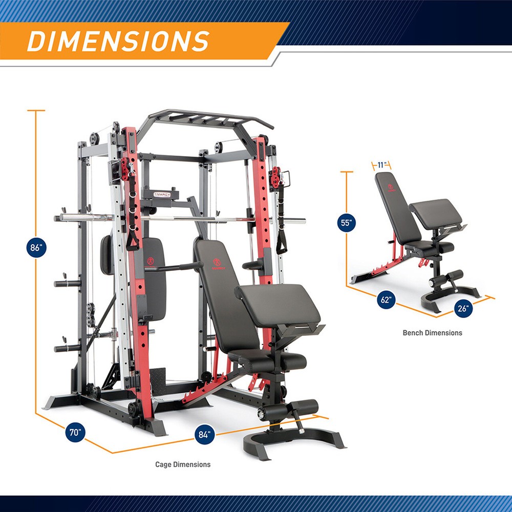Marcy Smith Machine Cage System Home Gym | SM-4033 Pull Up Bar Dips Landmine