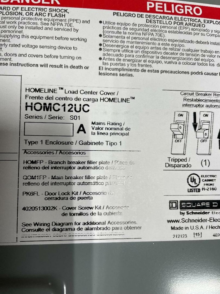 Generator Interlock Kit , Square D Homeline 100 amp panel WR-90