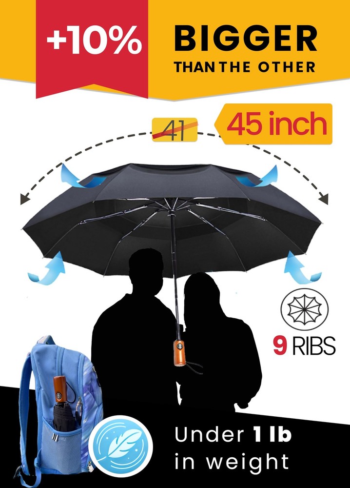 Premium Umbrellas for Rain Windproof Travel Automatic Open Close Large Canopy...