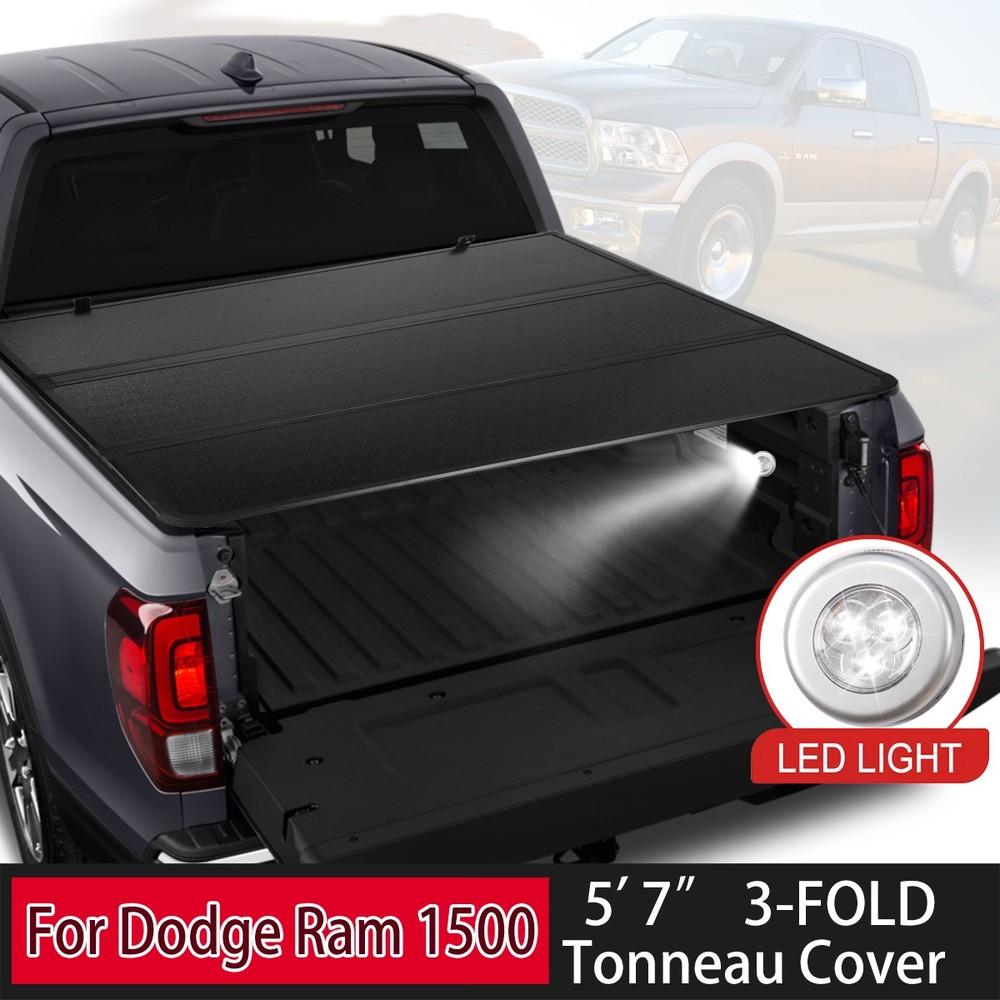 5.7ft FRP Hard Tri-fold Tonneau Cover for 2009-2025 Dodge Ram 1500 Truck Bed New