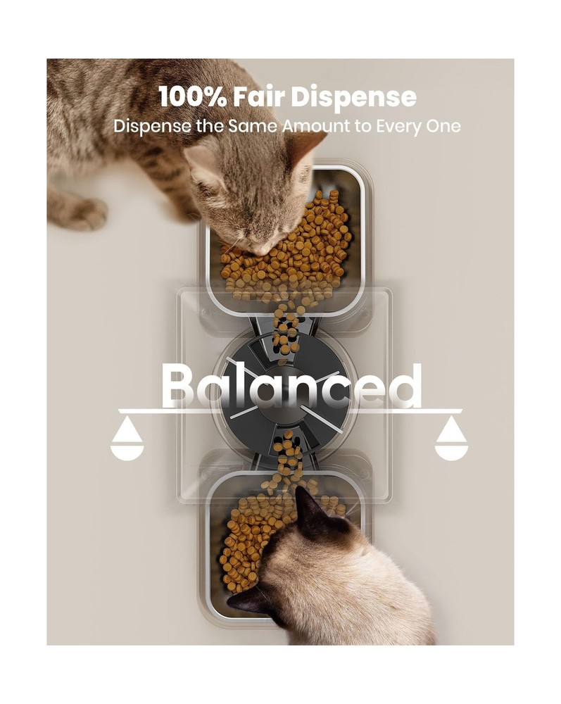 Automatic Cat Feeder for 2 Cats Precise Portion Control and 10sec Voice Recorder