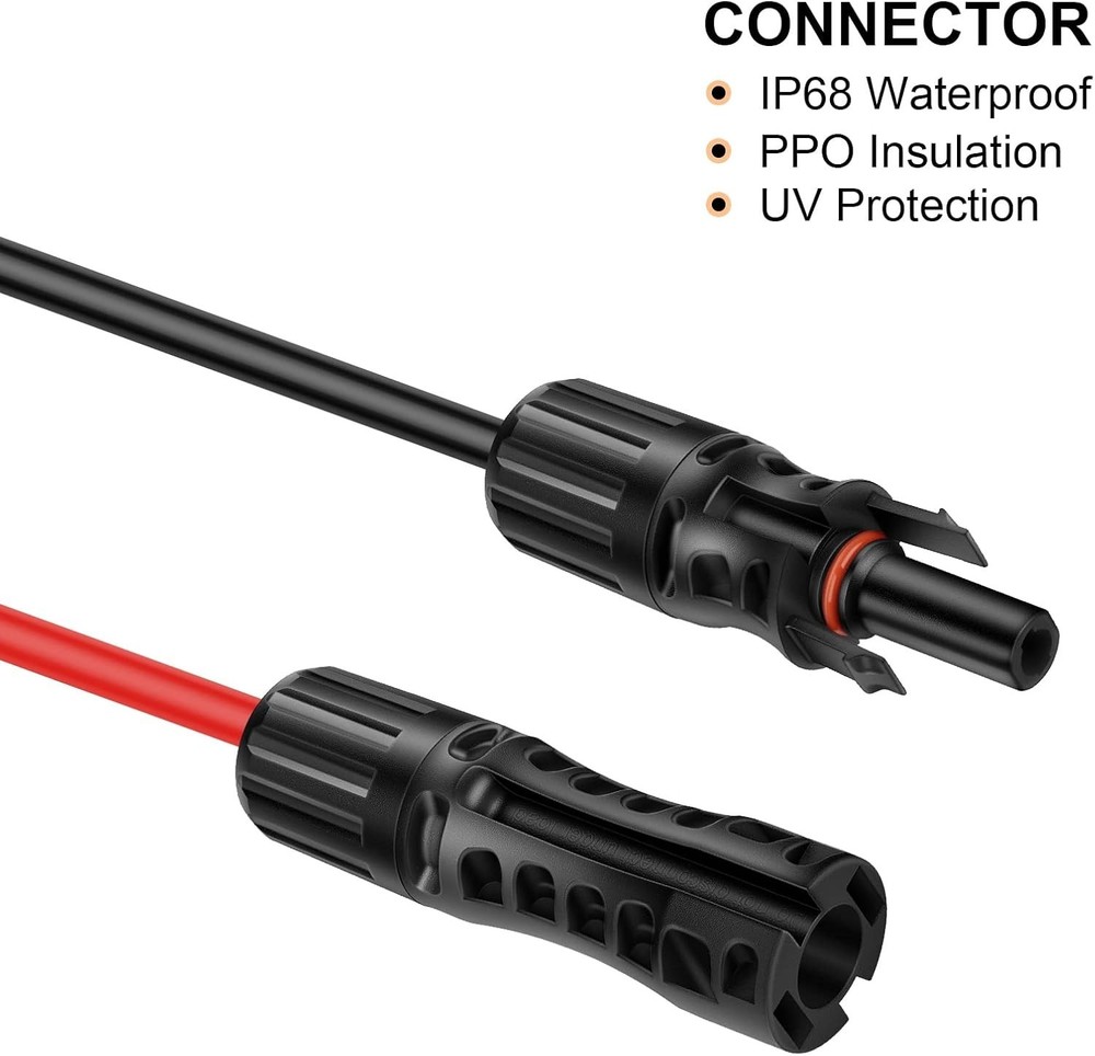 30FT 8AWG Solar Panel Extension Cable with Connectors for Solar Systems