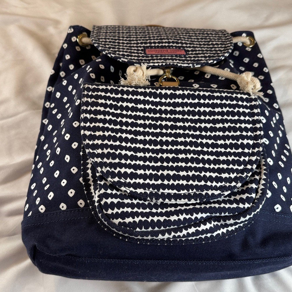 Vineyard Vines Stingray Painted Rattan Canvas Daypack Backpack