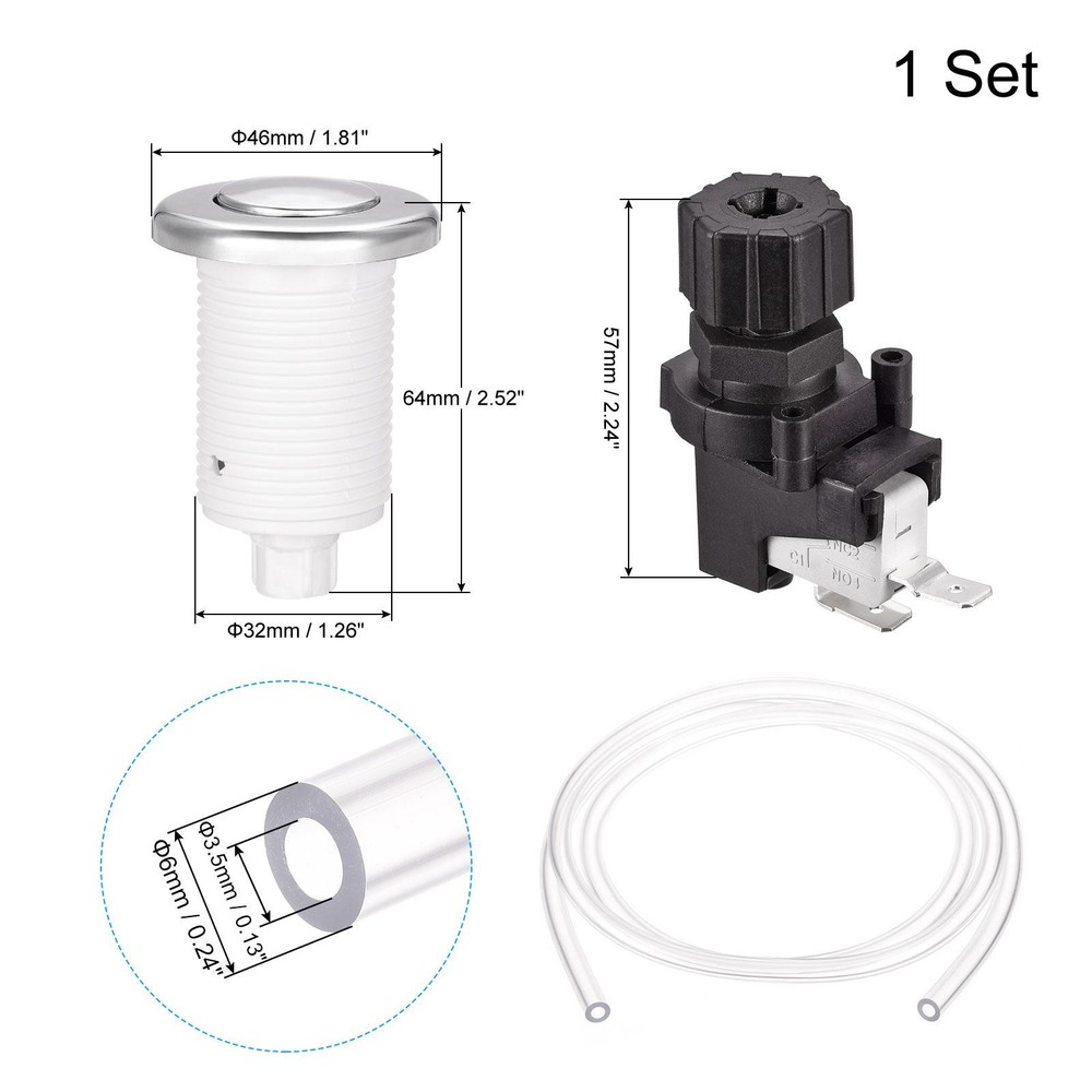 Garbage Disposal Air Switch Button 32mm Dia with Air Hose, Micro Switch