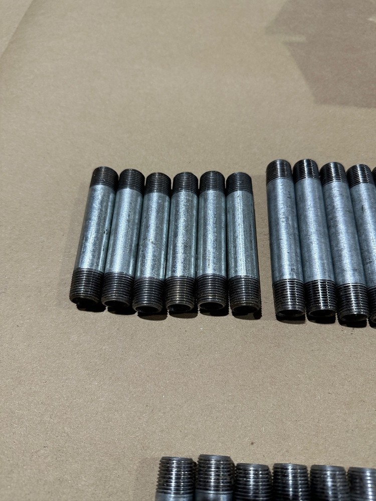 66x Pack Pipe Nipple Assorted Galvanized Steel 3/8" Dual Thread Multiple Sizes