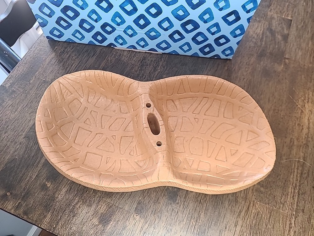 Vintage Peanut Shaped Nut Dish Nutcracker Holder Plastic Or Composite