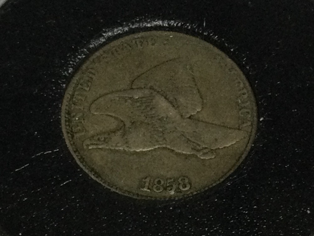 1858 large letters Flying Eagle Cent in very fine plus