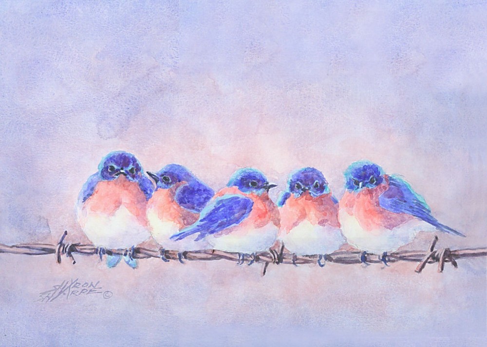 BLUEBIRDS on a WIRE by Sharon Sharpe Nice!!