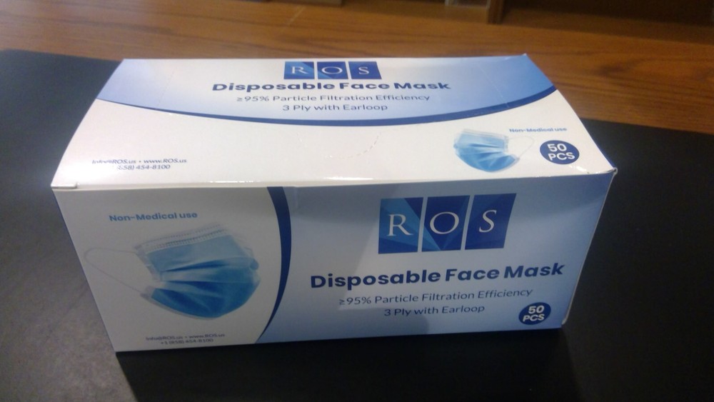ROS Disposable Face Mask - 50 count per box.
