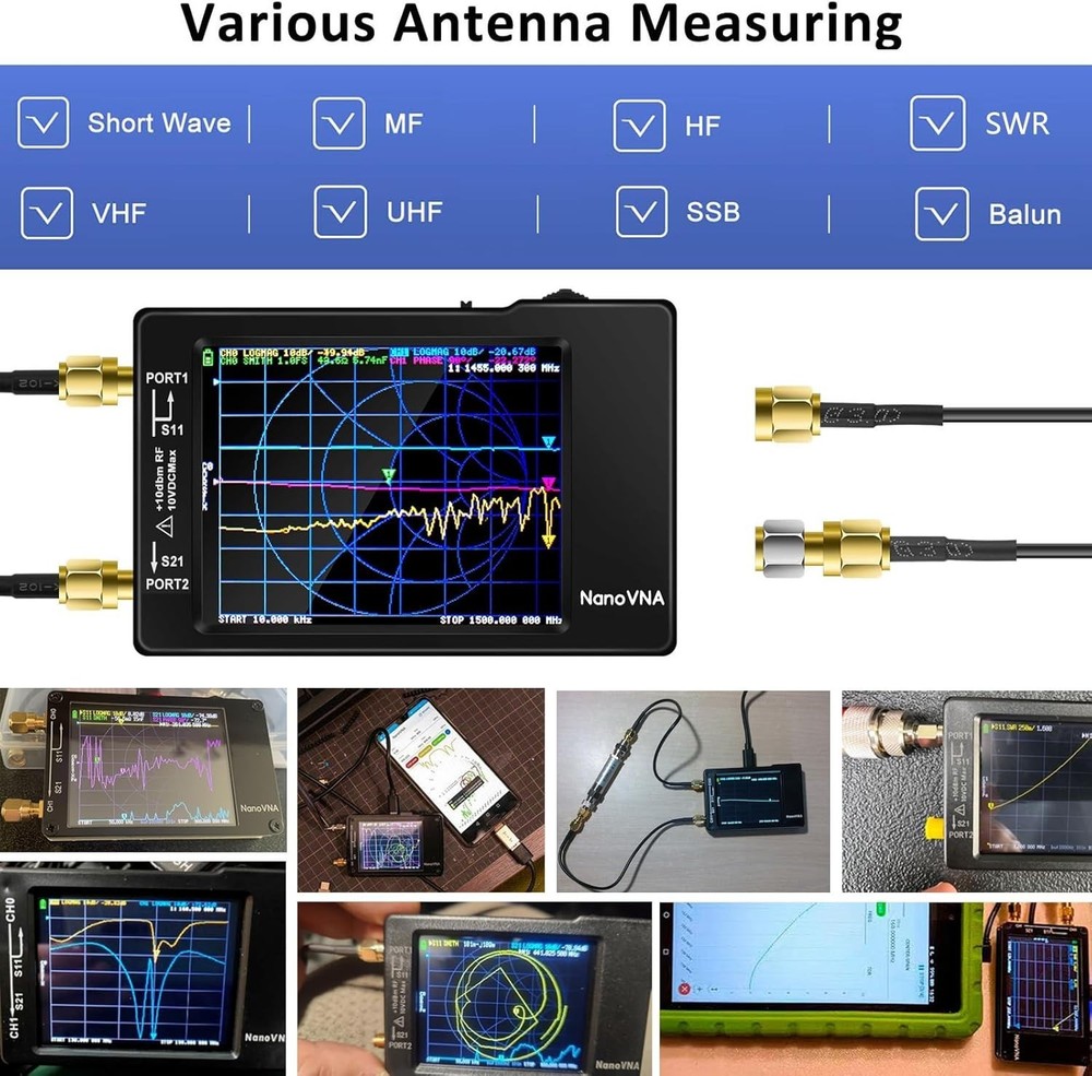 Professional NanoVNA-H 10KHz-1.5GHz Vector Network Analyzer with Mobile Support