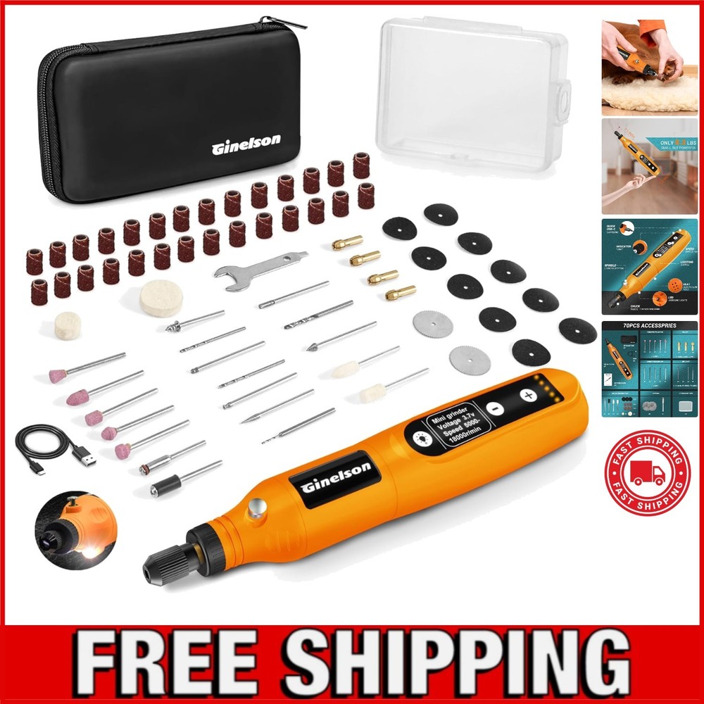 Cordless Rotary Tool, 5 Variable Speed Mini Rotary Tool Kit with 70 Accessori...