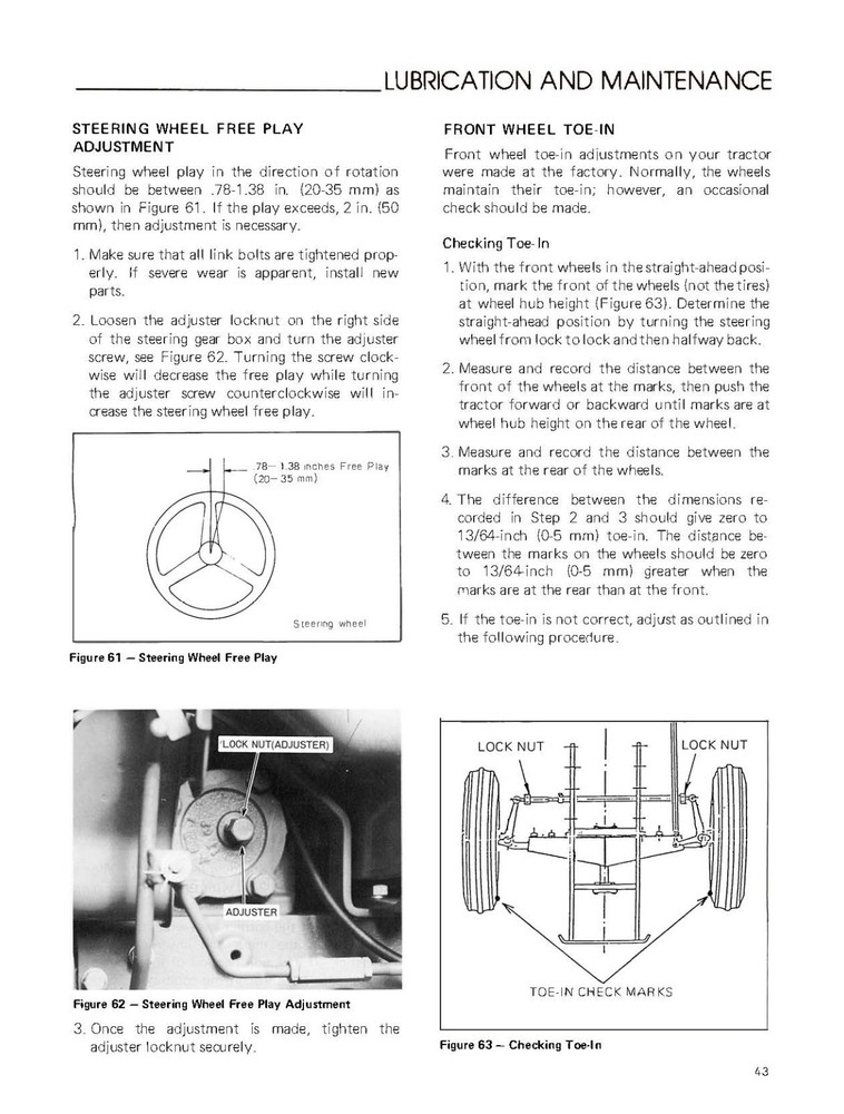 Tractor OPERATOR INSRUCTION MAINTENANCE MANUAL FITS FORD 1510 TRACTOR