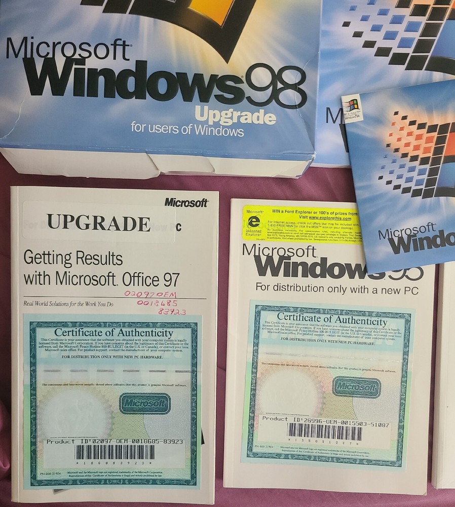 Microsoft Windows 98 Upgrade And Microsoft Windows 95