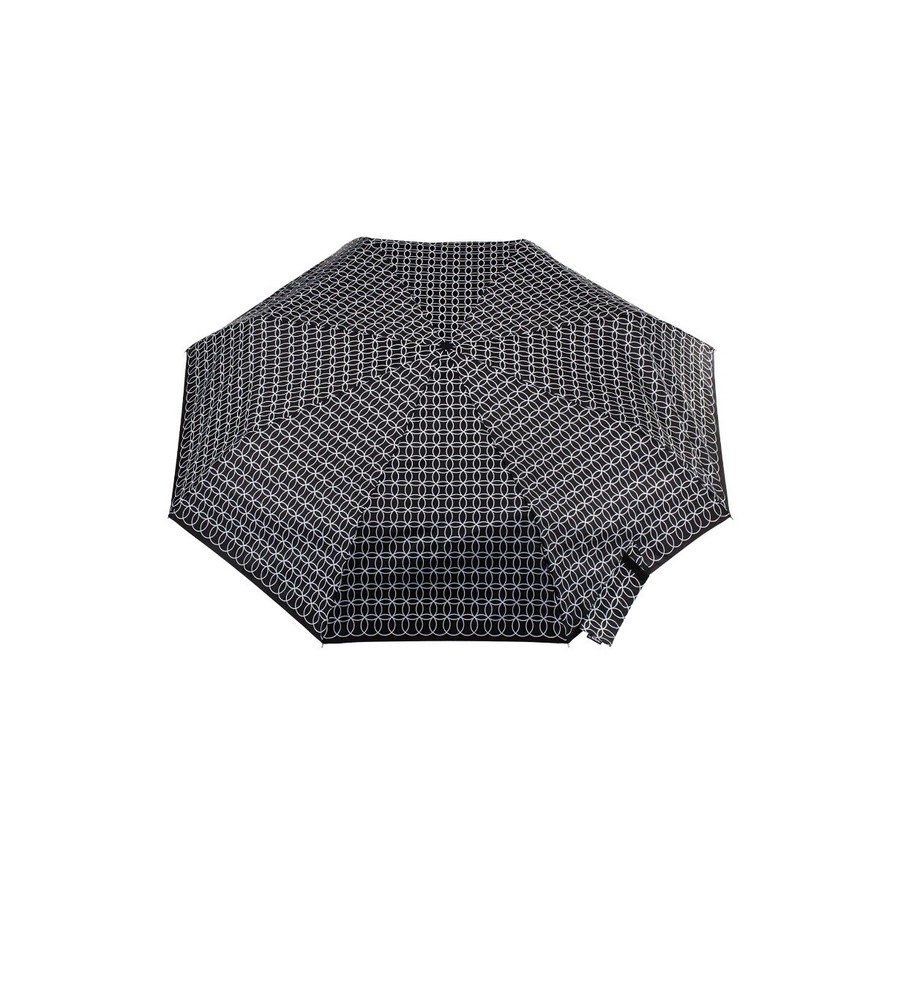 Totes Auto Open Close Embroidered Black White Umbrella NWT