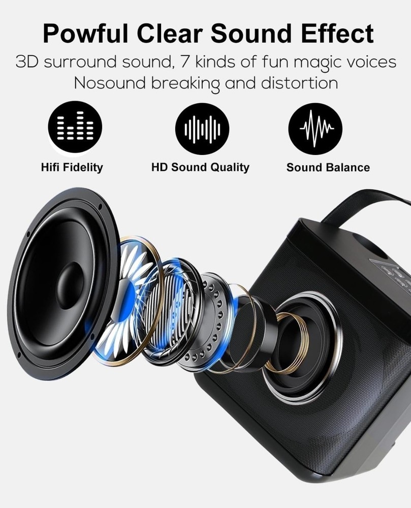 Bluetooth Karaoke Speaker with Two Wireless Microphones