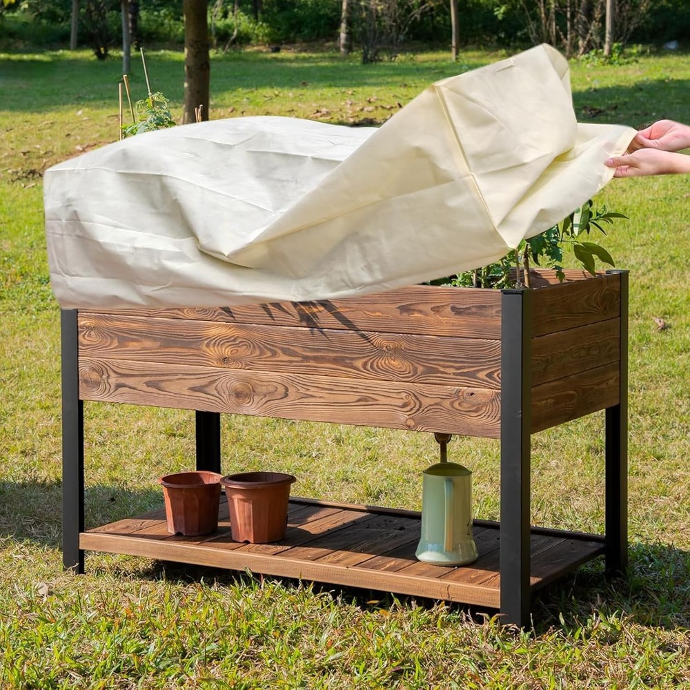 Plant Freeze Protection Cover 2Pack Rectangular Planter Frost Pot Blankets