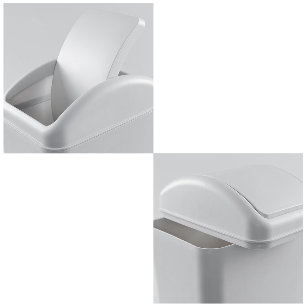 14 L Plastic Kitchen Trash Can Swing Lid Slim Garbage Can Light Grey