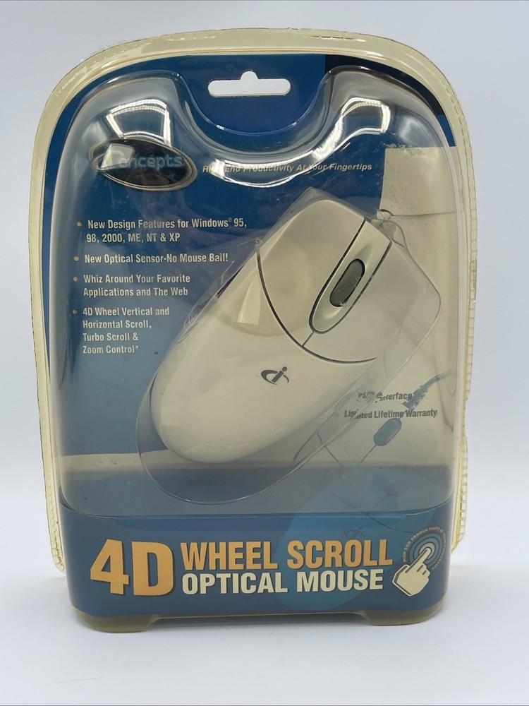 VINTAGE ICONCEPTS 4D INTERNET SCROLL COMPUTER MOUSE NEW IN ORIGINAL BOX
