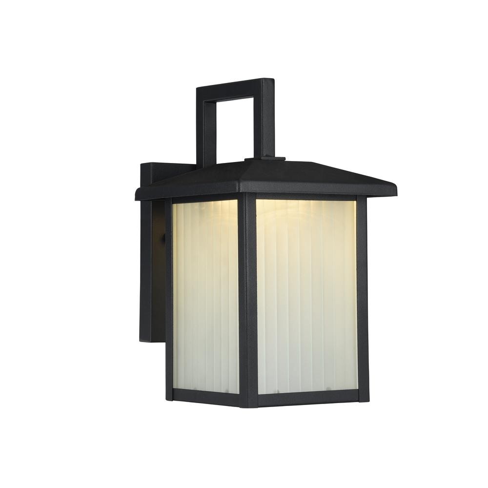 RYSTON Transitional LED Textured Black Outdoor Wall Sconce 11" Tall
