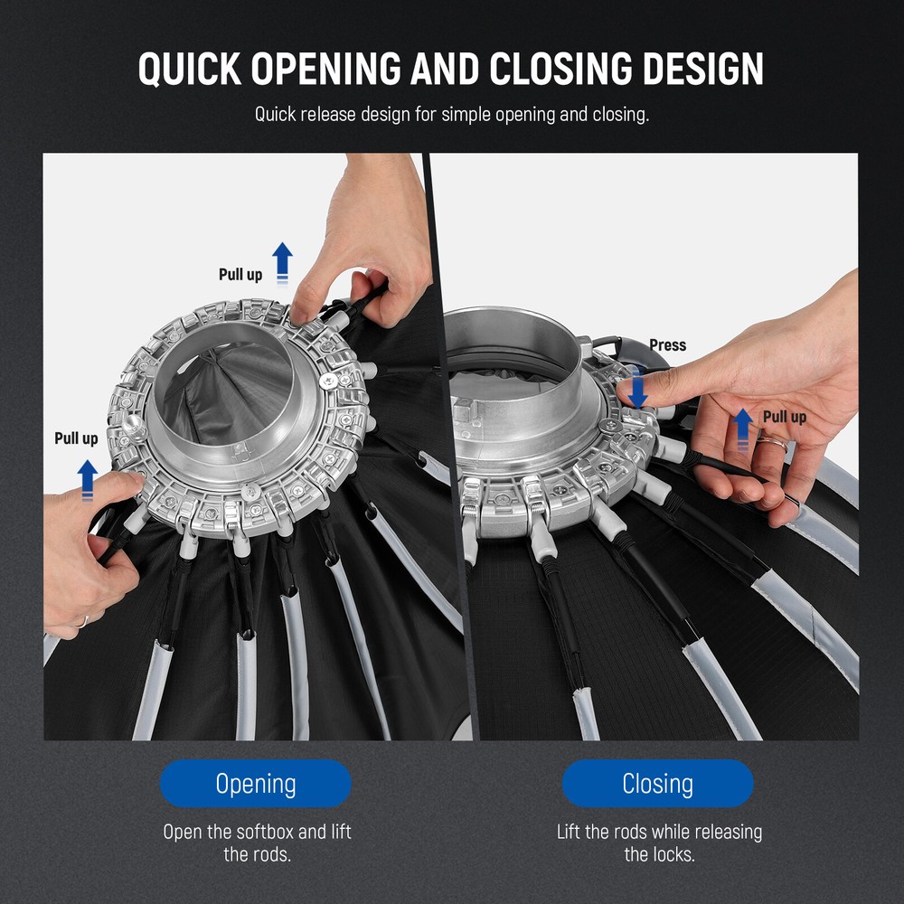 NEEWER 21.7'' Parabolic Softbox Bowens Mount,Quick Release with Diffusers