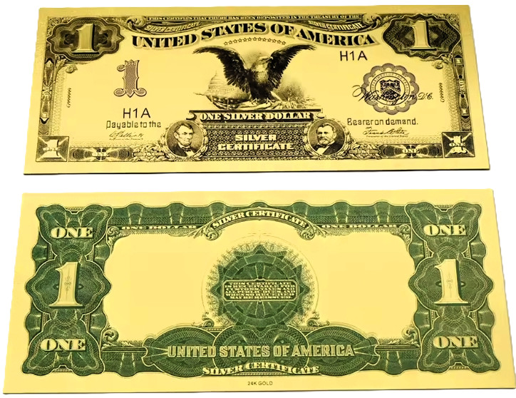 One Dollar 1899 Eagle Black note  gold foil note.. Novelty