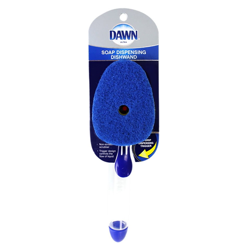 No Drip Fillable Dishwand Nonscratch Clear