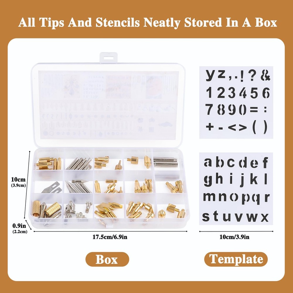 62Pcs Wood Burning Tips, Professional gold & silver
