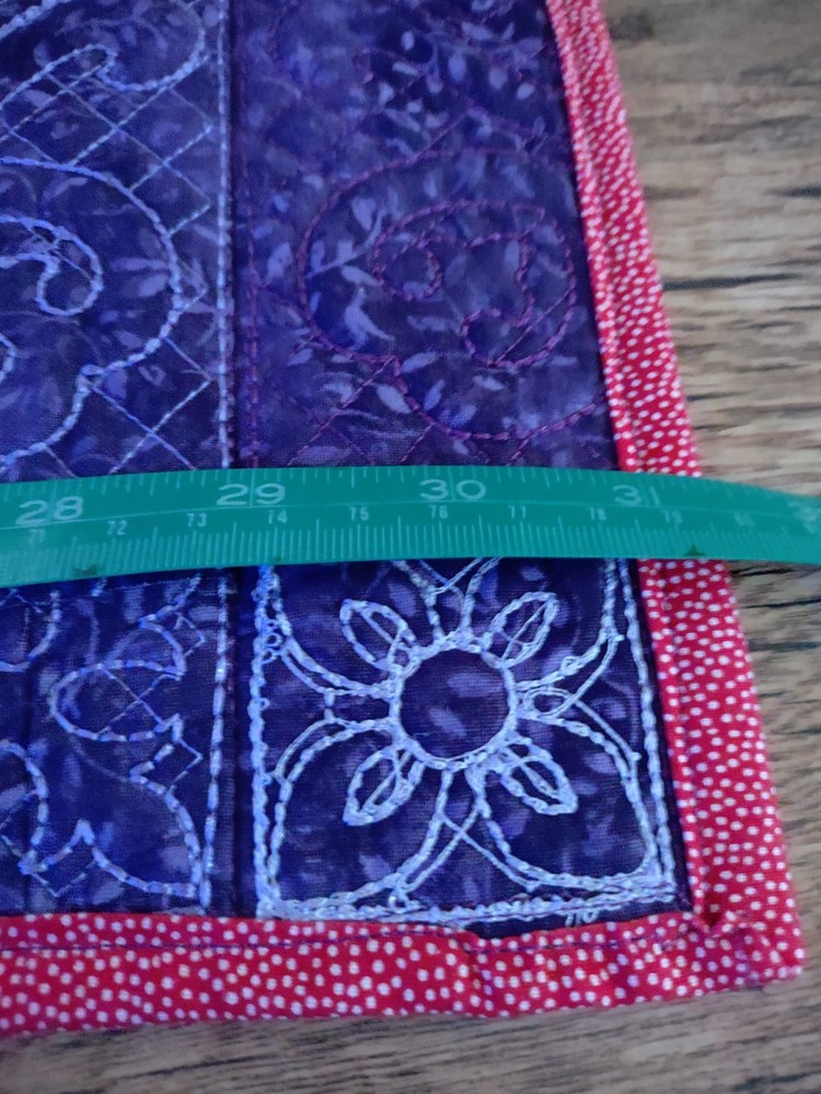 Handmade Machine Quilted Table Runner Reversible Celtic Cross Purples 12x32"