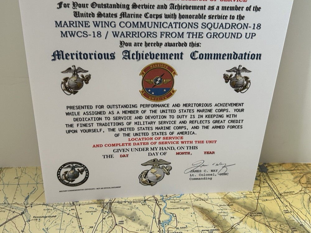 U.S.M.C. / WING COMMUNICATIONS SQDN-18 / MERITORIOUS ACHIEVEMENT COMMENDATION