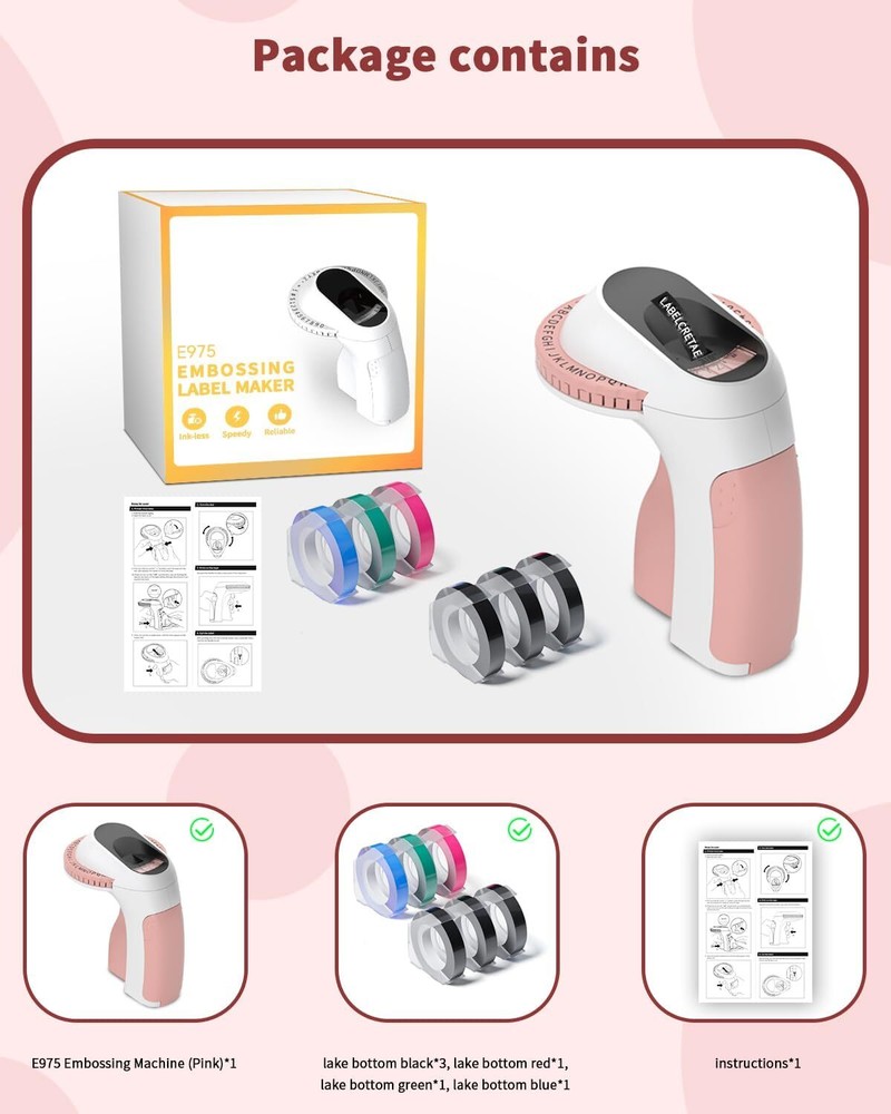 Phomemo E975 3D Embossing Label Maker with 6 Tapes 3/8" for Dymo Omega Xpress