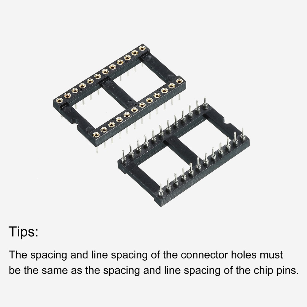 DIP IC Chip Socket Adapter Round Pin 24P 2.54mm Pitch IC Socket, 6 Pack