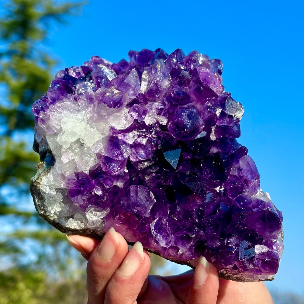 1.98LB Natural Amethyst geode quartz cluster crystal specimen Healing
