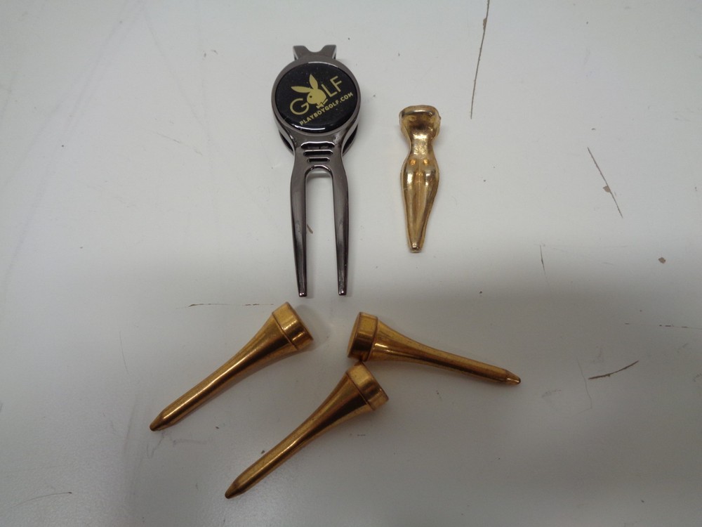 Playboy Golf Divot Tool Ball Marker & Gold Tees