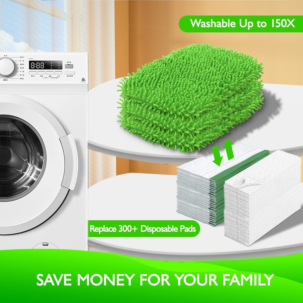 Yicotira Reusable Microfiber Mop Pads Compatible with Swiffer Sweeper- 4 Pack...