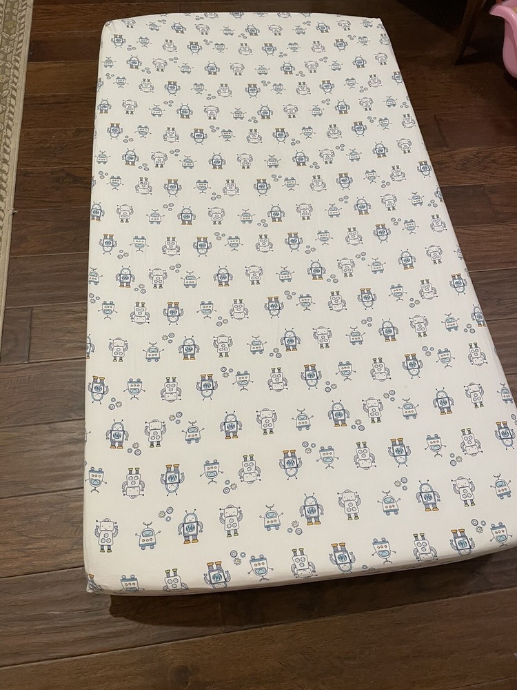 Cloud Island Robot Fitted Baby Crib Sheet