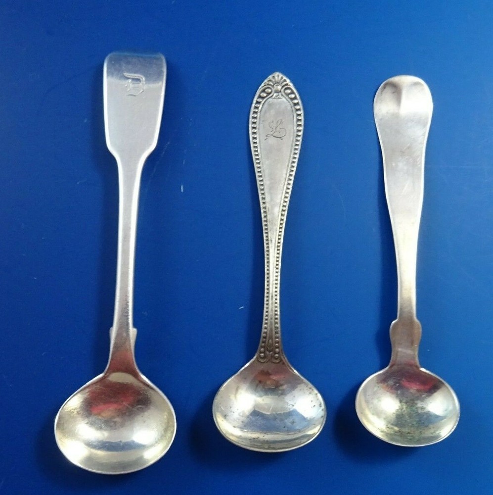 3 Assorted Silver Master Salt spoons (#4463)